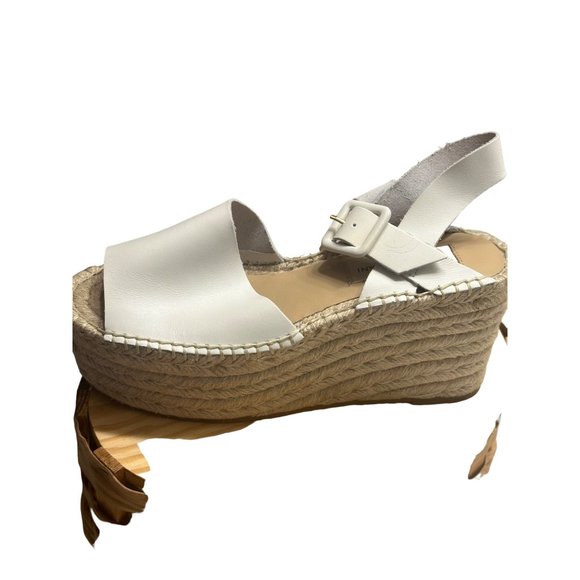 Antonio Melani White Sandals Size 6.5M Leather Wedge Espadrille‎ - Picture 5 of 8